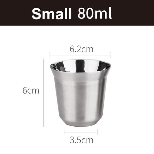 Espressokopp - MOMOTOU - 304 Rostfritt Stål - Dubbelvägg - 80 ml - Silver