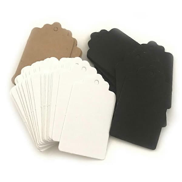 100 st 5x3 cm Kraftpapper Hänglapp Förpackningsetikett DIY Bröllopsfest Presentdekoration White