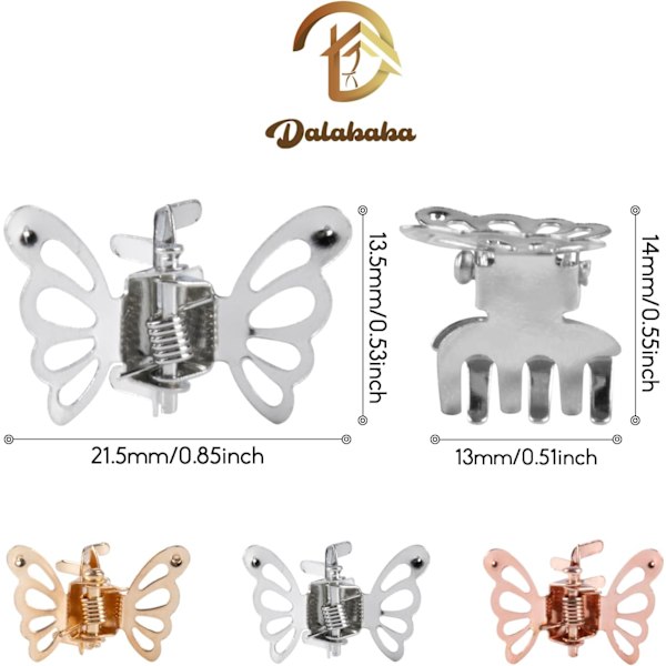 20 stk. Mini Butterfly Hårklemmer, Jenter Metall Små Klo Klemmer, Tiny Cute Hår Tilbehør for Kvinner Jenter sliver