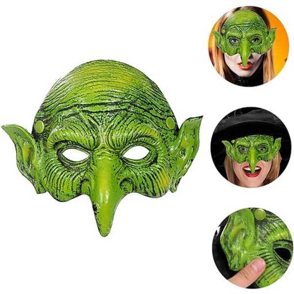2 stk. Ansigts Hag Cosplay Voksne Gave Design Karneval Tilbehør Børn Horror Gaver Heks Grøn Dekoration Festival Næsen Fest Performance Maske