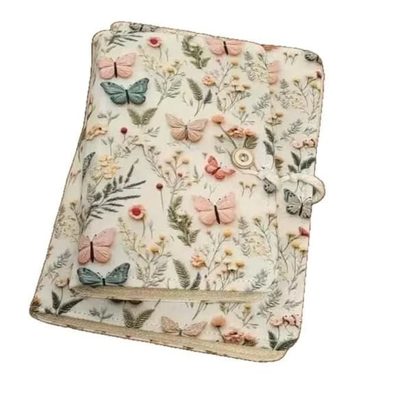 A5 løsbladnotatbok, brodert Insnon-stil, kunstdagbok og journal, 90 ark / 180 sider, søt notatbok, gaver til jenter