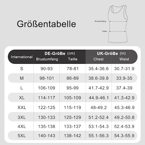 Herre Vest Toppe Pakke med 5 Tank Toppe Tætsiddende 100% Bomuld XL