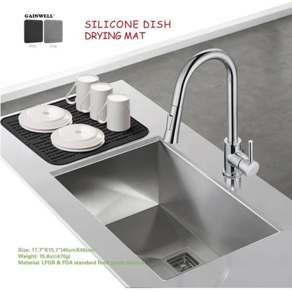 Tørremåtte (sort) XL silikone til opvask 45 x 40 cm Livstidsgaranti
