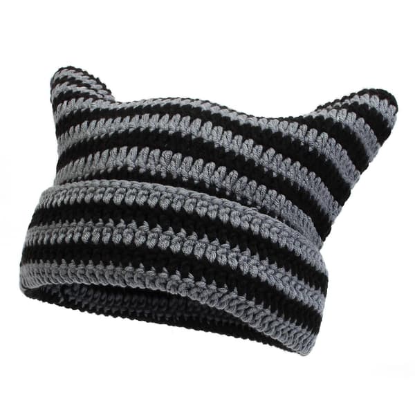 Kattmössa för kvinnor Vintage mössor Kvinnor Fox Hat black grey