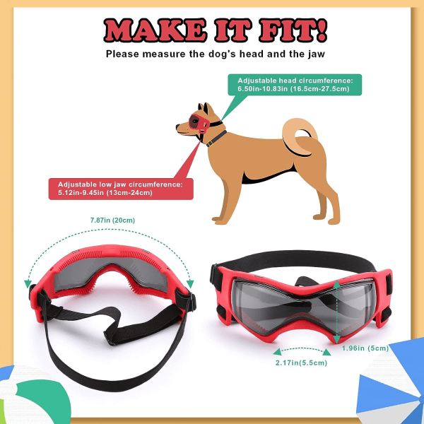 Googles för hundar, Ownpets Hundglasögon UV-skyddsglasögon Snöskydd Vindskydd Dammskydd med justerbar rem