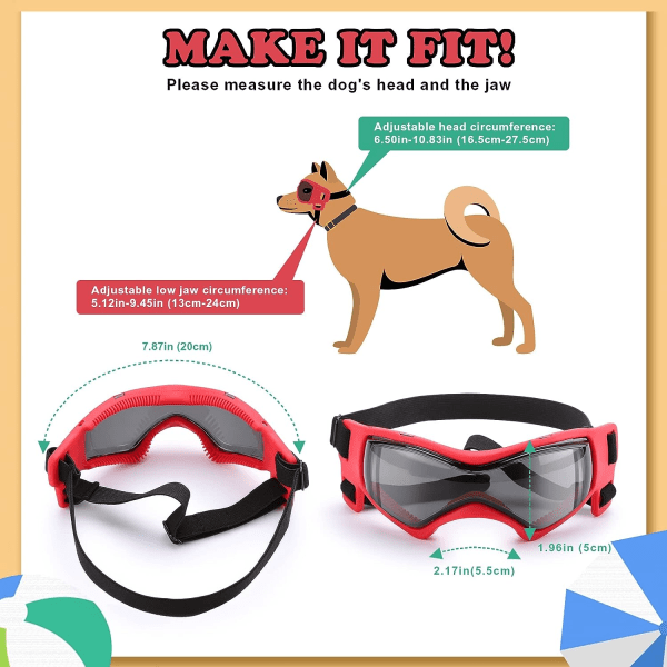 Googles för hundar, Ownpets hundglasögon UV-skyddsglasögon Snöskydd Vindskydd Dammskydd med justerbar rem