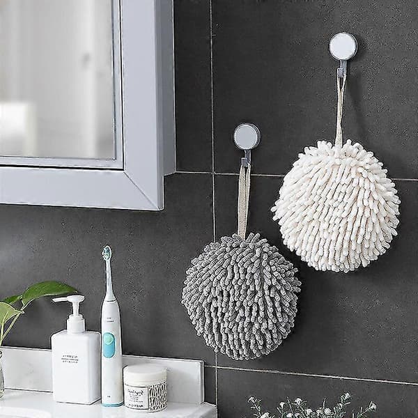 Hurtigtørrende Badeværelse Chenille Håndklæde Blødt Absorberende Pom Håndklæde Køkken Mikrofiber White