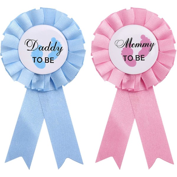 2 stykker Daddy And Mommy To Be Blik-emblem Pin Køns-afslørende knapstifter Nye Daddy Mom-gaver til babyshowerfest, pink og blå