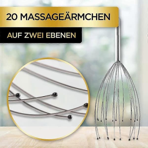 Hovedbundsmassageapparat med 20 fingre til hårstimulering