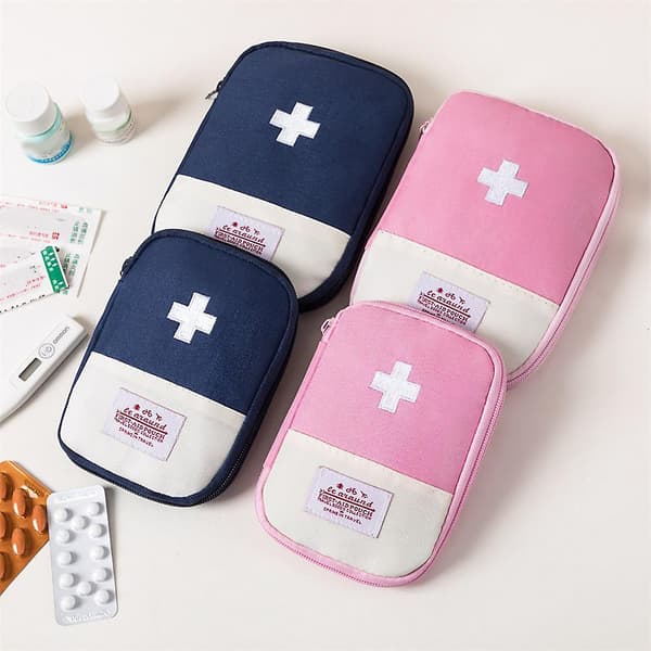Opbevaringspose til medicin Mini tom nødhjælpspose til nødsituationer Navy Blue Large