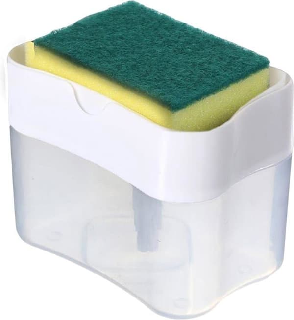 Oppvaskmiddeldispenser - 2-i-1 oppvaskmiddeldispenser for kjøkken - Benkeplateorganisator (hvit)