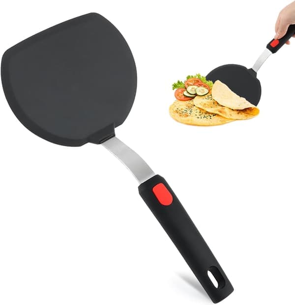 Silikonpannekakespatel, brede silikonpannekakefinner, med forlenget håndtak, varmebestandig spatel, non-stick.