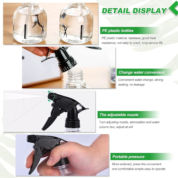 250ml Tom Vatten Hårsprayflaska Återfyllningsbar Trigger Spruta Plast Sprayflaskor för Hårstyling Resor Växter-2st