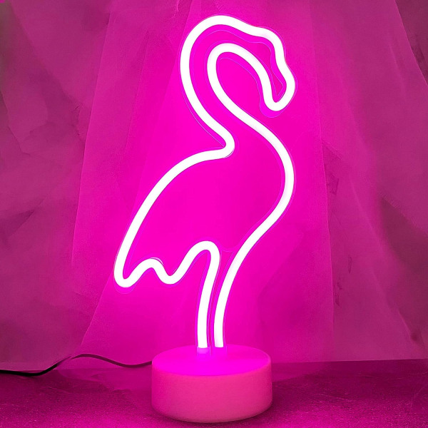 Flamingo Neon Lys Skilte, Piger Natlys Flamingo Dekoration USB/Batteri Pink Dekoration Flamingo Neon Lampe med Holder Base Flamingo Gaver til Kvinder