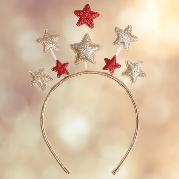 Glitterstjärna Hårband - Söt Stjärna Hårband Huvudbonad Jul Födelsedagsfest Krona Tiara Håraccessoarer Hår (Röd)