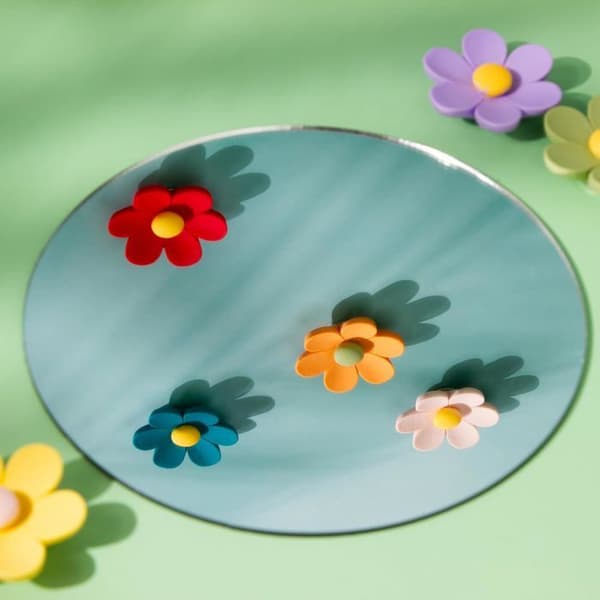 Små 3D Blomsterformede Køleskabsmagneter, Farverige Dekorative Whiteboardmagneter (Små, 12 Styk)