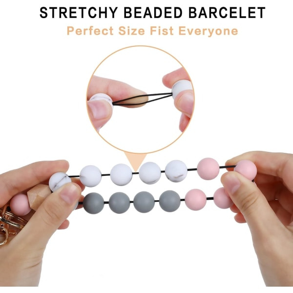 Silikon nøkkelring armbånd, perle armbånd for kvinner nøkkelring armbånd for kvinner elastisk armbånd nøkkelring RV nøkkelholder lilla lilla rosa