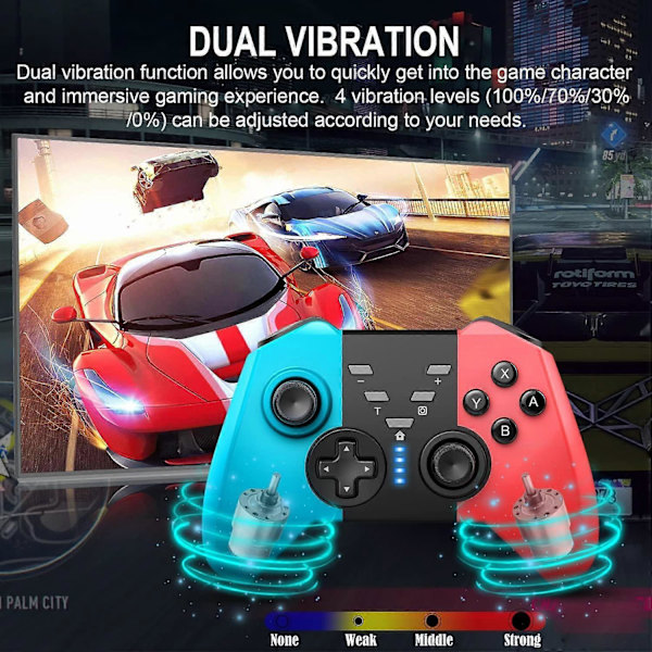 Trådlös Switch-handkontroll för Nintendo Switch/Switch Lite/Switch OLED/PC Window Game, Bluetooth-handkontroller Gamepad med väckningsfunktion, Gyro Axis, Turbo