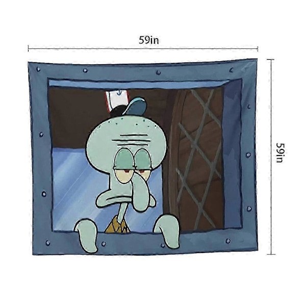 Tegneserie-vægtæppe Sjove vægtæpper Baggrund til sovesal Stue Vægdækning Squidward 150x150cm