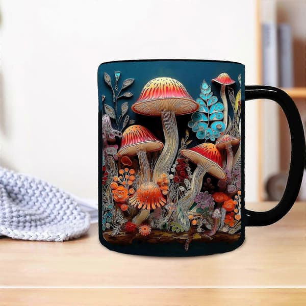 2024 NY Magic Mushrooms Mugg Keramisk Kaffemugg Tekopp med 3D Magic Mushrooms Muggar