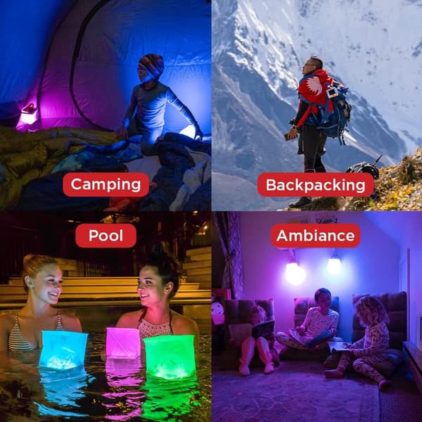 USB Solar Oppustelig Farveskiftende Vandtæt Lampe