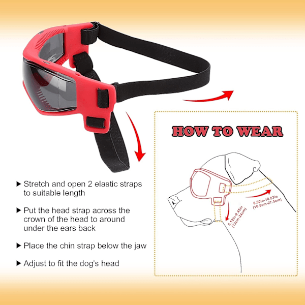 Googles til hunde, Ownpets hunde briller UV-beskyttelse briller snebeskyttelse vindbeskyttelse støvbeskyttelse med justerbar rem