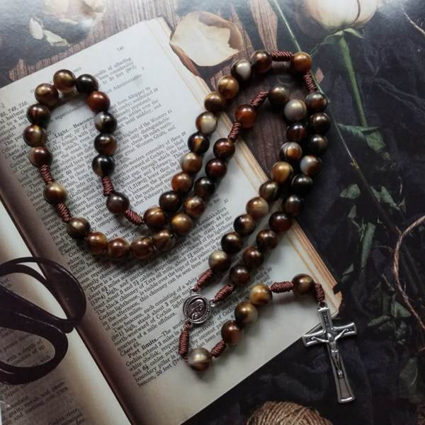 Vintage Rosenkrans Katolsk Bøn Perler Halskæde Kristus Jesus Til Kors Vedhæng Halskæde Perler Stang Religiøse Smykker