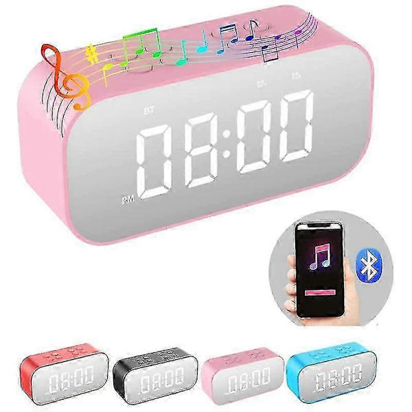 Väckarklocka för sovrum/kontor, digital klocka med Bluetooth-högtalare, väckarklocka för tungsovare