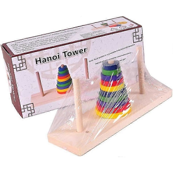 Brädspel Trä Hjärnpussel Hanoi Torn Klassiskt Torn Flod Bambu Lås Upp Pussel