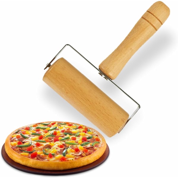 Dejrulle T-form trækagerulle Pizzarulle Kraftig håndtagsrulle til bagning af pizza Pasta tærtekager Tærtekager (1 stk)