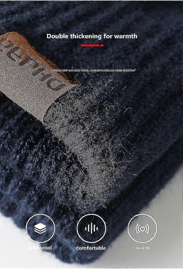 Strikkede vinterhandsker til damer og herrer, cashmere strikkede damehandsker, varme tykke handsker til efterår og vinter, touch screen ski handsker Lake blue