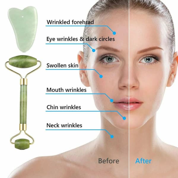 Jade Roller Massager slankende massasjeverktøy Gua Sha Board