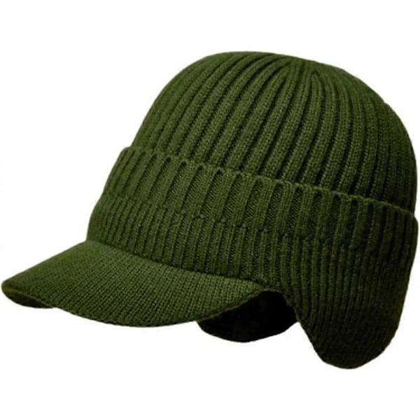 Proposition Strikket Hue, Elastisk Varm Ørebeskyttelse Strikket Hue Army green With Plush Lining