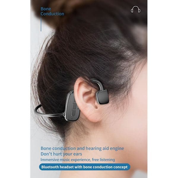 G2 Benlednings Bluetooth Headset Hängande Öra Sport Stereo TWS Kort Bluetooth Headset (Svart)