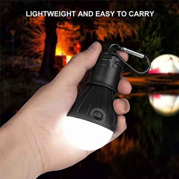 4 st LED-campinglampor, bärbara LED-tältlampor, lykta, ryggsäckscamping, vandring, fiske, nödbelysning, batteridriven lampa, svart