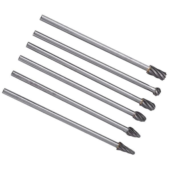 6 stk. Wolframkarbid Aluminium Rotationsfiler Burr Sæt 6mm Skaft 10mm Skærediameter