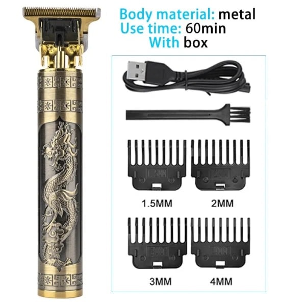 2023 Vintage Body T9 Trådløs Elektrisk Shaver Hårklipper til Mænd Hårklipper Barber Skægtrimmer USB Metal dragon1