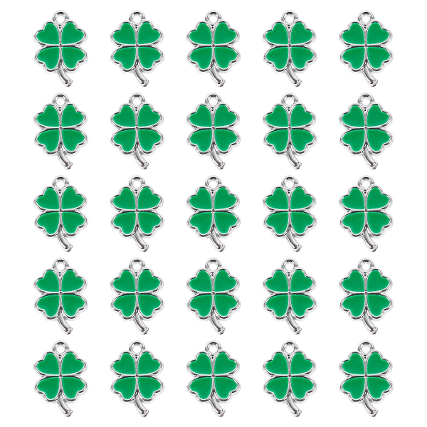 25 st Charm-berlocker Smycken Chic DIY Fyrblad Clover Berlocker (2x2,5 cm, Grön)