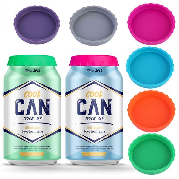6-pack Spillfri Silikonlock för Sodaburkar, Juice, Drycker, Öl - Passar Standard Sodaburkar, Skydd - Yvan 6pcs