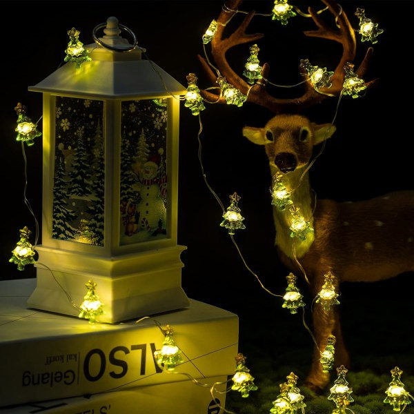 Juletræ Formet Lys 10FT 30 LED Lysstreng Batteridrevet Sølvtråd Feelygter til Jul Sunmostar