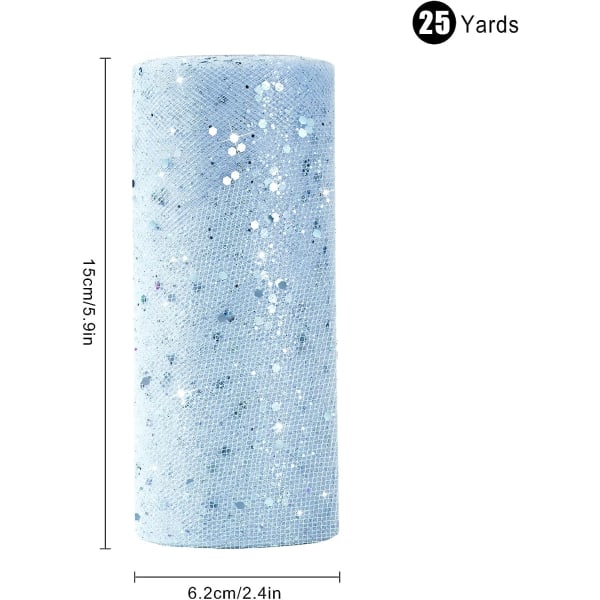 Tyllikankainen nauharulla Glitter Mesh -nauhakela kiiltävillä paljeteilla 6 tuumaa 25 jaardia tee-se-itse Tutu-hame rusetti hääkoristelupöytäjalka Sininen