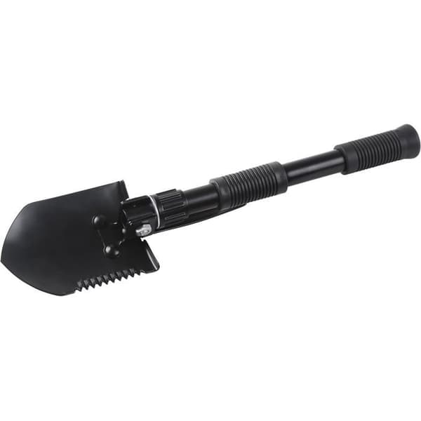 Miniskyffel - Hopfällbar hacka - Stålhacka - Svart - Längd 31 cm (ihopfälld) - 41 cm (utfälld) - 15,5 cm (demonterad)
