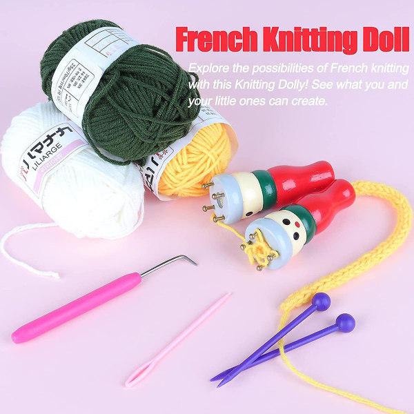 Knitting Dolly Sett, French Knitter 2 Pack, Tresnelle strikkedukke for å lage armbånd, halskjeder, dekorasjoner, håndverksstartsett