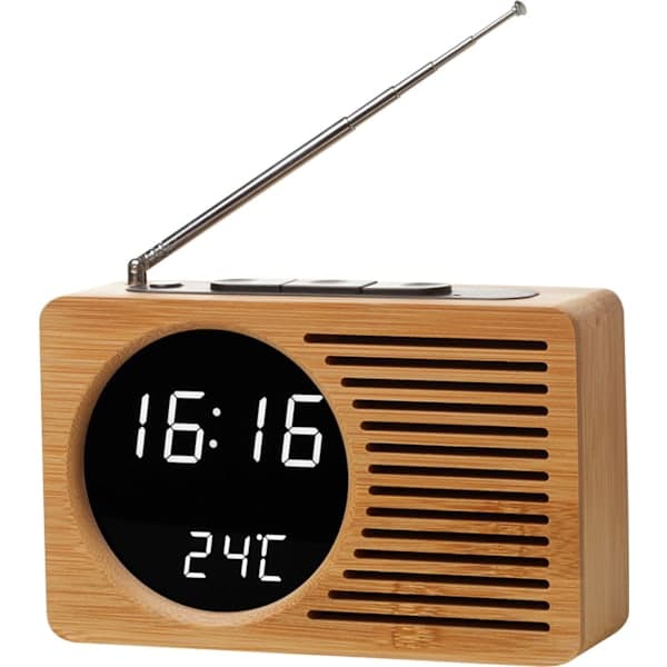 Digital trærradio, vækkeur 165 × 90 × 45 mm