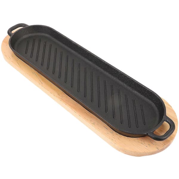 Stekejern Steak Plate Serveringsplate med Trebase Grillplate Mat Serveringsbrett