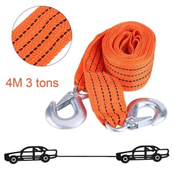 Bugseringsstrop - 3 tons belastning - 4m x 4cm - Høj styrke nylon & smedejern