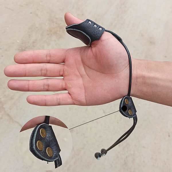 2X Bogskytte Tumring Finger för Jakt Recurve Båge Ko Hud Läder Skyddshandske