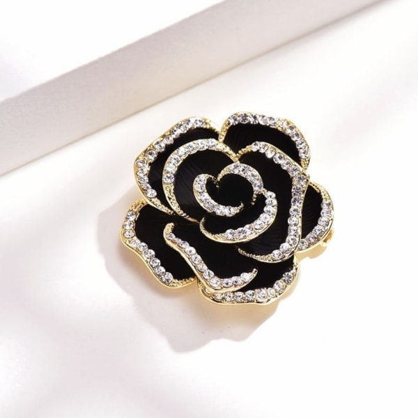 Elegant Rhinestone Bloom Rose Flower Brosche Reversnål