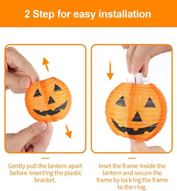 Jack O'Lantern Lyslenker, Pluggbare Gresskar Lyslenker, 20 Orange Lanterner, 9.83 Fot
