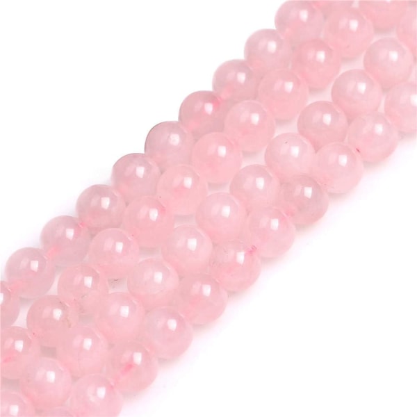8 mm rosékvartspärlor runda ädelstens halvädla lösa pärlor för smyckestillverkning 15''